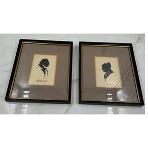 VTG George Martha Washington Silhouette Profile Framed Art Pair Bencsik Gallery